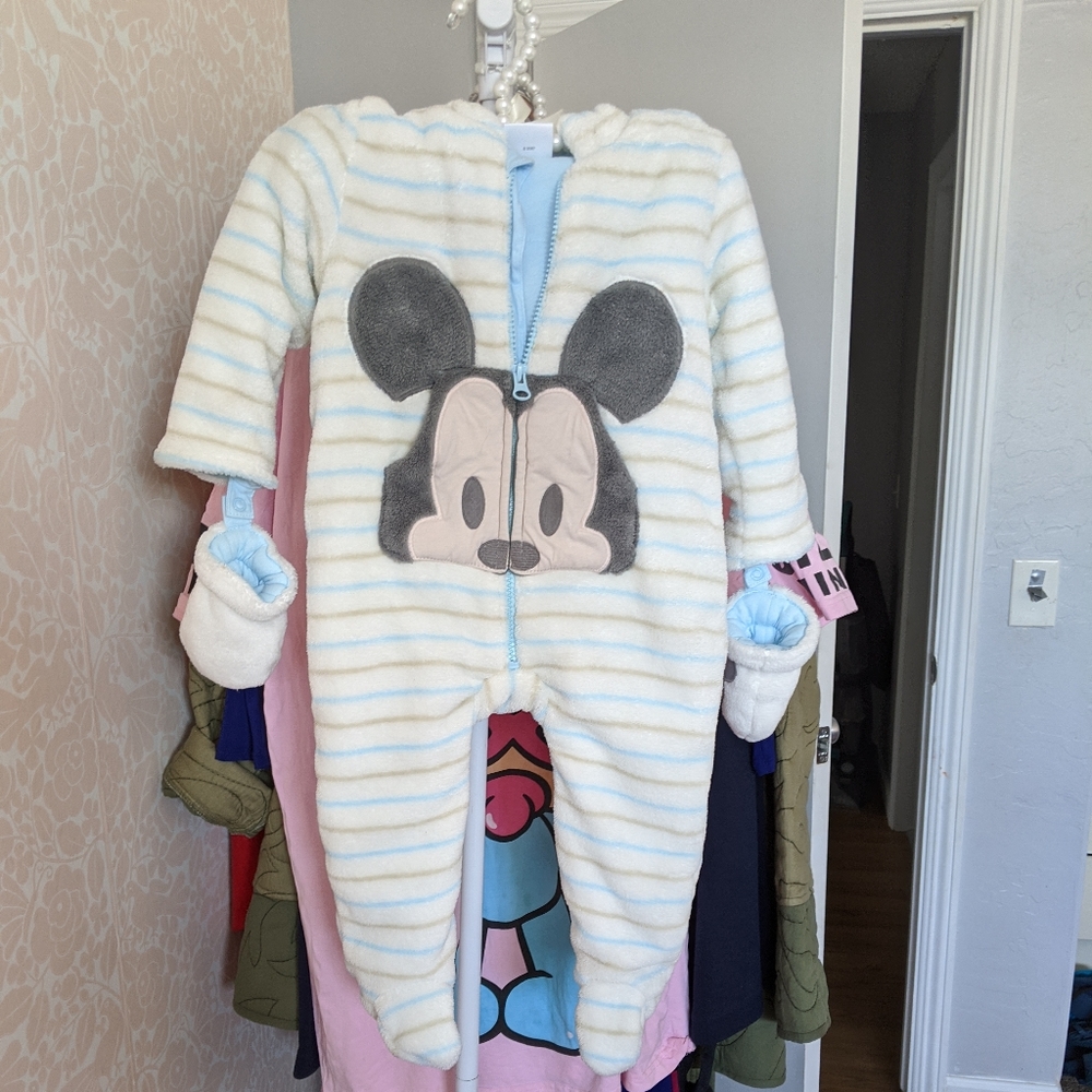 Mickey Overalls with Mickey Ears Hoodie and Gloves